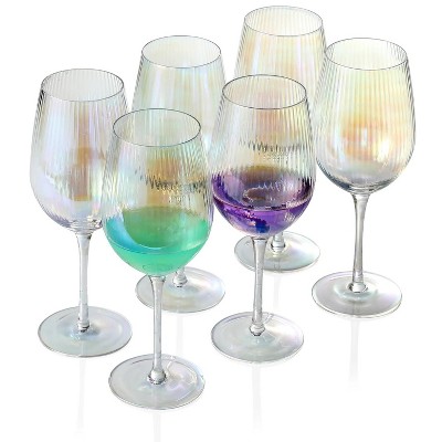 Slickblue Stylish Iridescent Wine Glass Set - 19oz, 2/4/6 Pieces