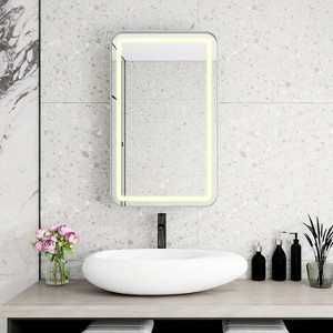 Rectangle Medicine Cabinet Mirror Bathroom Mirror with Storage and LDE, Wall Mounted Medicine Mirror Cabinet, for Bathroom, Living Room, Bedroom - 1 of 4