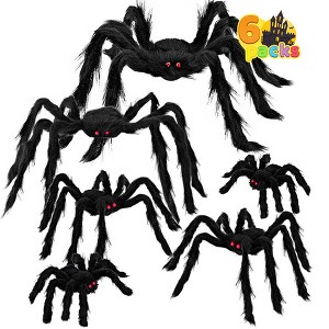 Joyfy 6Pcs Halloween Hairy Giant Spider Set Decoration,Realistic Red Eyes and Bendable Legs,Indoor/Outdoor Lawn Porch & Yard,Halloween Party Supplies - 1 of 1