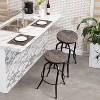 FurnitureR Rustic Bar Stools Set of 2, Swivel Adjustable Backless Industrial Coffee Kitchen Counter Height Barstools, Dining Room Bar Chairs, Walnut - 4 of 4
