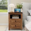 Vipbear Farmhouse Nightstand with Charging Station 18" Rustic End Table - 4 of 4