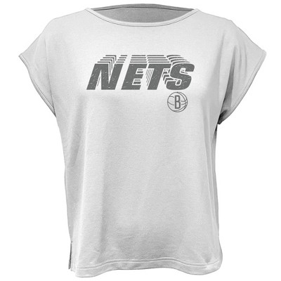 NBA Brooklyn Nets Women's White Round Neck Short Sleeve T-Shirt
