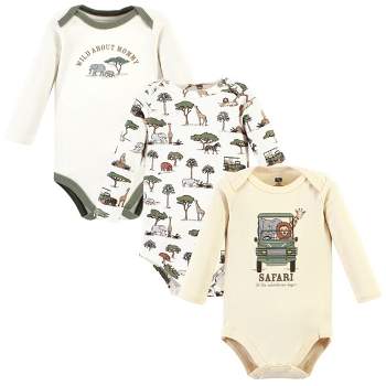 Hudson Baby Cotton Long-Sleeve Bodysuits, Going On Safari 3-Pack, Preemie