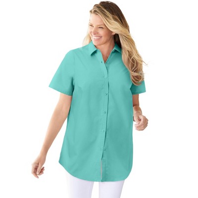 Woman Within Plus Size Petite Perfect Short Sleeve Shirt