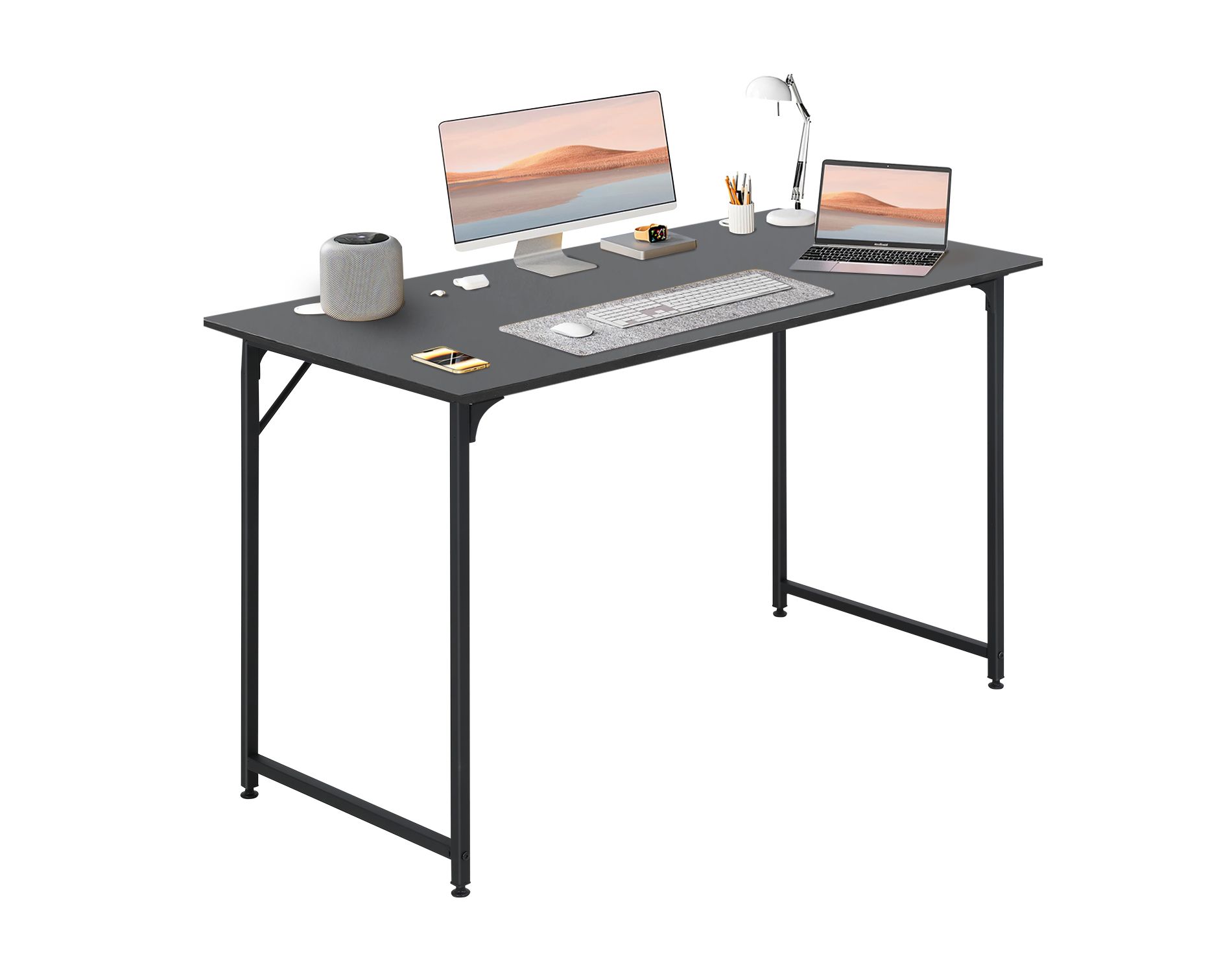 BestMassage 47 Inch Modern Industrial Computer Desk Office Desk with Spacious Top and Sturdy Steel Frame, Black