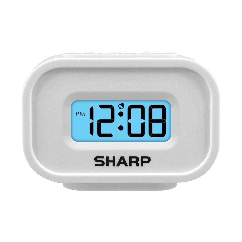 Compact Battery Operated Digital Alarm Clock White - Sharp, 1 of 5