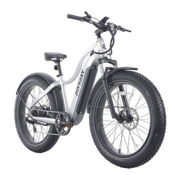 GOTRAX Adult Fat Tire 26" Step Over Electric Hybrid Bike - Silver