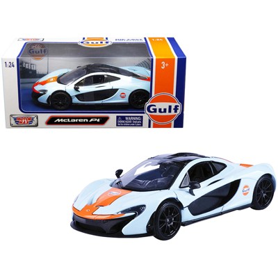McLaren P1 with "Gulf Oil" Livery Light Blue with Orange Stripe 1/24 Diecast Model Car by Motormax