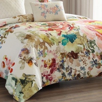 Bebejan Antique Flowers Ivory 100% Cotton Sateen 5 Piece Floral Reversible Comforter Set, All Season Bedding Set - Queen — фото 5