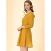 Allegra K Women's Swiss Dots Elastic Waist 3/4 Sleeve A-line Solid Flowy Chiffon Dress - 4 of 4