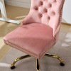 NicBex Luxury Office Chair, Modern Velvet Upholstered Tufted Button Home Office Desk Chair with Golden Metal Base, Adjustable Swivel Vanity Chair - 3 of 4