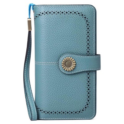 Women’s Wallet Leather Wristlet – RFID Blocking Large Capacity Credit Card Holder with Zipper Pocket, Multiple Compartments & Phone Slot