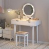 Vanity Desk, Dressing Table, 3 Color Lighting Modes, Vanity Desk Set  with Lighted Mirror, Soft Stool, for Women, Girls, White - 2 of 4