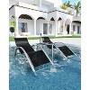 Set of 2 Outdoor Patio Chaise Lounge, 3 Pieces Pool Lounge Chairs with Arm & Side Table, Beach Sunbathing Lawn Chairs for Outside - 3 of 4