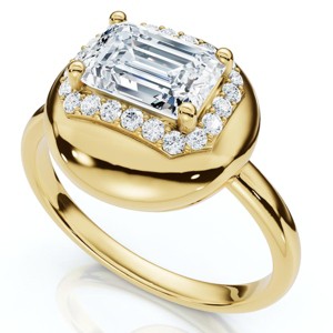 Pompeii3 1 1/10Ct Emerald Diamond Button Ring 14k Gold or Platinum Lab Created EF/VS - 1 of 4