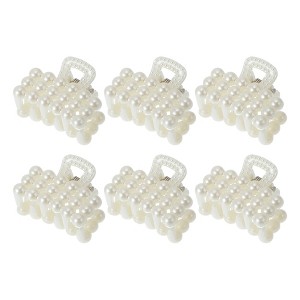 Unique Bargains Women Fashion Pearl Mini Hair Clip Pearl Oval Hairdo Clips 6 Pcs - 1 of 4