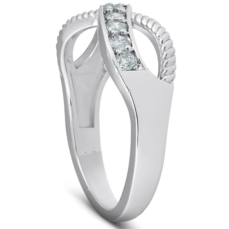 Pompeii3 1/2 Ct Diamond Infinity Braided Anniversary Right Hand Ring 10k Whie Gold, 2 of 6