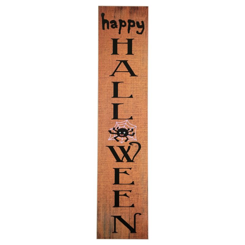 Northlight 36" Orange Happy Halloween with Spider Wooden Porch Board Sign Decoration, 1 of 5