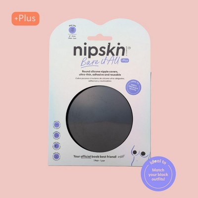 Nipskin Bare it All Black Edition Plus Reusable Round Silicone Nipple Covers