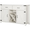 HOMCOM Wooden Farmhouse Sideboard, Storage Buffet Cabinet with 2 Large Drawers, X-Shaped Wine Rack, and Cabinets - 4 of 4