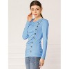 Allegra K Women's Cowl Neck Long Sleeves Buttons Decor Solid Ruched Top - 2 of 4