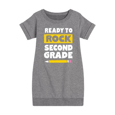 - Instant Message - Ready To Rock Second Grade Graphic Short Sleeve Fleece Dress