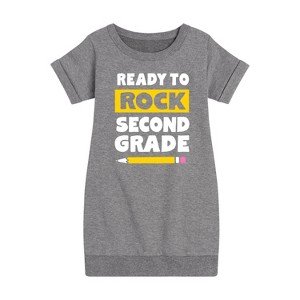 Girls' - Instant Message - Ready To Rock Second Grade Graphic Short Sleeve Fleece Dress - 1 of 4