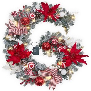 6ft Indoor/Outdoor Pre-Lit Christmas Garland with 20 LED Lights & Timer, Battery Operated, Holiday Ornaments Decoration for Mantle, Staircase, Table - 1 of 4