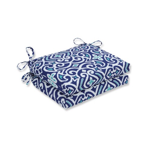 Outdoor/indoor New Damask Marine Squared Corners Seat Cushion Set Of 2 ...