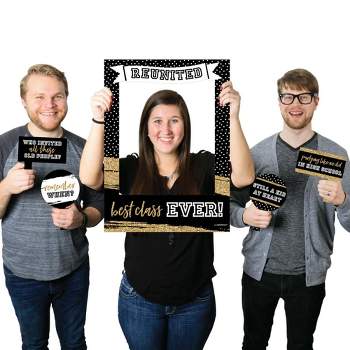Big Dot of Happiness Reunited - School Class Reunion Party Selfie Photo Booth Picture Frame & Props - Printed on Sturdy Material
