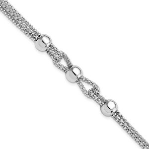 Black Bow Jewelry Sterling Silver Adjustable Four Strand Beaded Bracelet, 7.5-8.5 in - 1 of 4