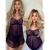 Clotth Sexy Lace Babydoll Lingerie for Women - Soft Skin-Friendly Fabric,With G-String and Adjustable Spaghetti Straps & Unlined Lace Cups - 2 of 4