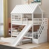 Racxily Twin over Twin House Bunk Bed with Trundle and Slide, Storage Staircase, Roof and Window Design, White - 2 of 4