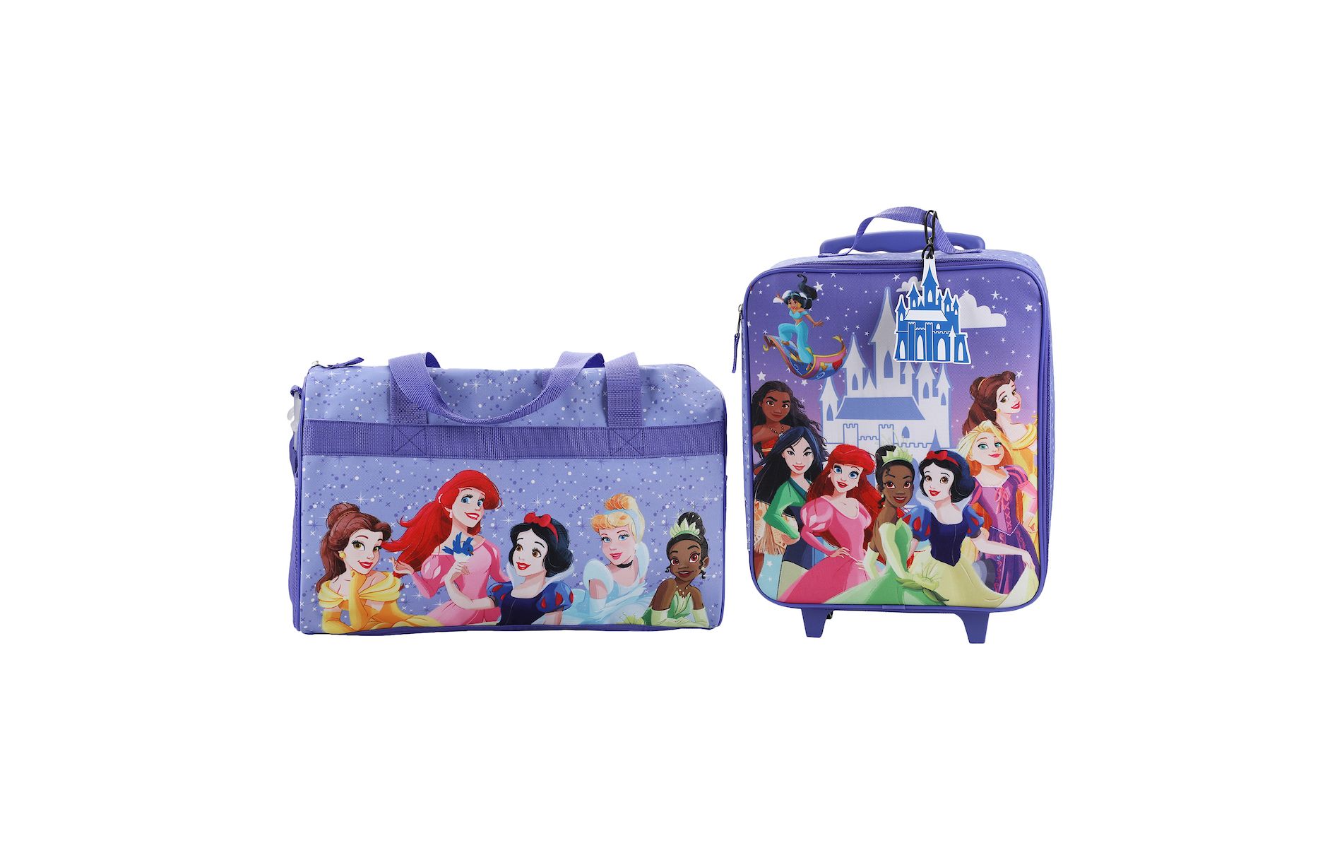 Disney Princess Castle & Princesses 3-Piece Youth Duffle Bag Travel Set With Pilot Case & Luggage Tag