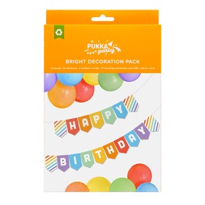 Pukka Party Bright Latex Balloon & Large Happy Birthday Bunting Party Pack - 1 of 4