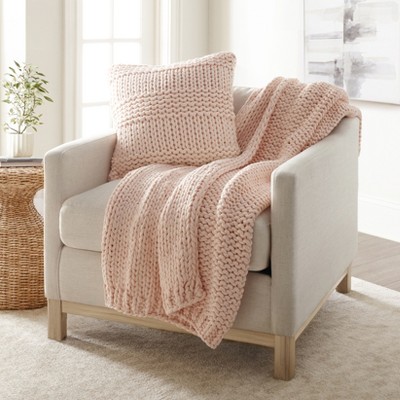 Chunky Knit Throw Blanket and Decor Pillow Bundle - Becky Cameron