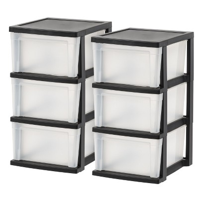 Iris USA 3Pack 14.5qt Stackable Plastic Storage Drawer, Black