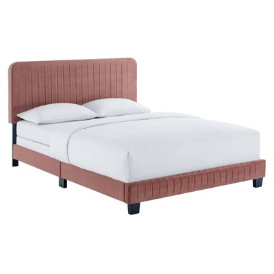 Twin Celine Channel Tufted Performance Velvet Traditional Bed Dusty ...