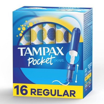 Tampax Pocket Pearl Regular Absorbency with LeakGuard Braid & Unscented Plastic Tampons - 16ct