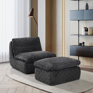 Corduroy Swivel Chair with Ottoman for Living Room,Oversized Swivel Chair with Memory Foam Support,Floor Lounge Chair for Bedroom or Reading-Koiai - 1 of 4