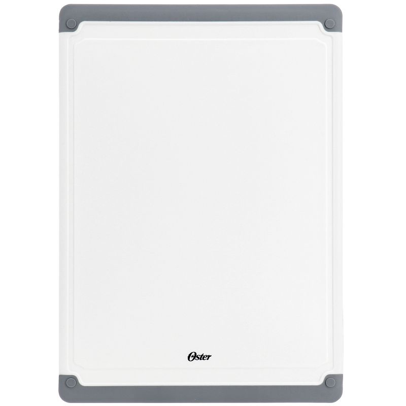 Oster Bergen 17x12 Inch Rectangular Plastic Cutting Board in White with Non-Slip Feet, 1 of 7