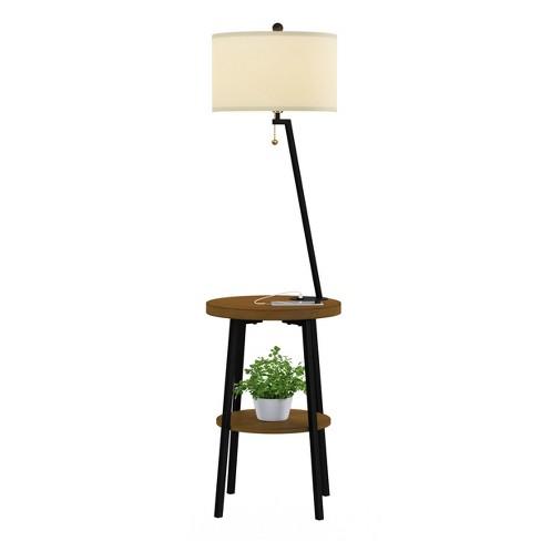 Hastings Home Floor Lamp with Table, Shelves, USB Charging Port and Drum Shade - image 1 of 4