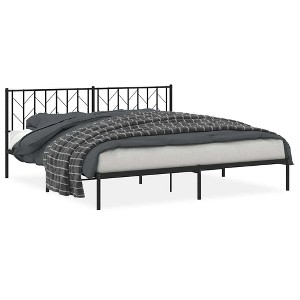 vidaXL King Metal Bed Frame with Headboard, Under Bed Storage, Noise Free, Black, No Mattress - 1 of 4