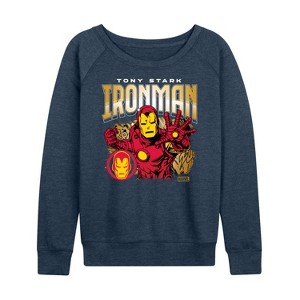 Women's - Marvel - Iron Man Tony Stark Lightweight French Terry Wide Neck Long Sleeve Shirt - 1 of 4