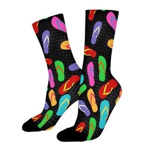 Colorful Bunch Flip Flops Women Printed Crew Socks Funny Funky Socks Soft Polyester Novelty Gifts for Artists Men - 1 of 1