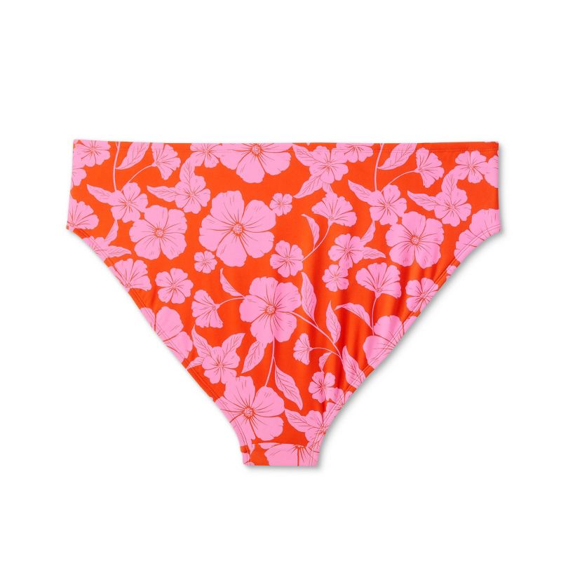 Women's High Leg Extra Cheeky Low-Rise Bikini Bottom - Wild Fable™ Orange/Pink Tropical Print, 5 of 9