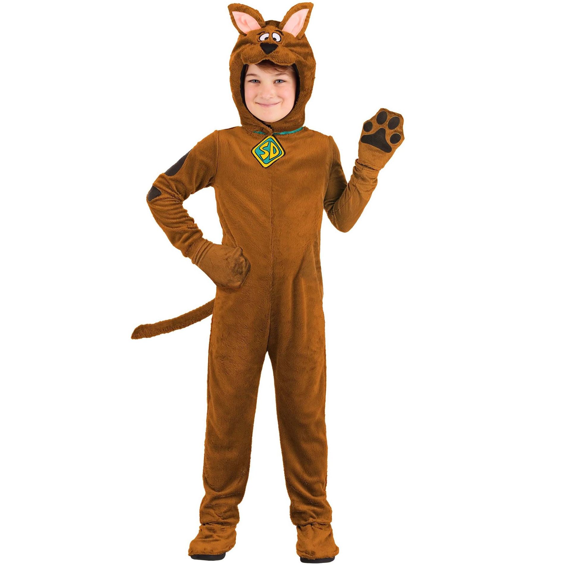 HalloweenCostumes.com Deluxe Scooby Doo Costume for Kids,  Scooby-Doo Hooded Jumpsuit for Dog Movie & TV Character Cosplay & Halloween