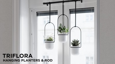 Triflora Adjustable White/Black Indoor Hanging Planter