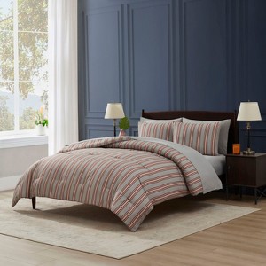 Nestl Comforter Set, 7pc Bed in a Bag, Modern Comforter Sets with Sheets, Striped Design Bed Set - 1 of 4