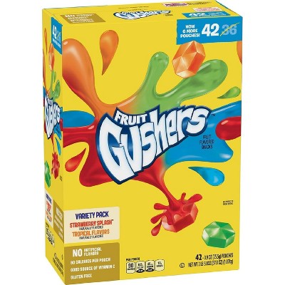 Fruit Gushers Variety Pack, Strawberry Splash & Tropical (Pack of 42)